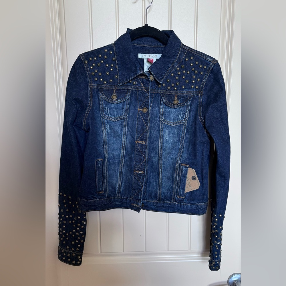 Stetson Jean Jacket with Brass Studs Size Ladies M.